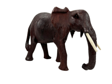 Preview: Handgeschnitzter Elefant aus Rosenholz Rüssel gesenkt